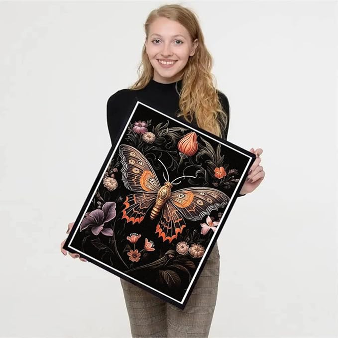 4 Pack Stamped Cross Stitch Kits for Adults - Cross Stitch Kits for Beginners,11 CT Insect Flowers Cross Stitch Patterns Dimensions DIY Counted Cross Stitch Kits for Adults Arts Craft 12x16 inch