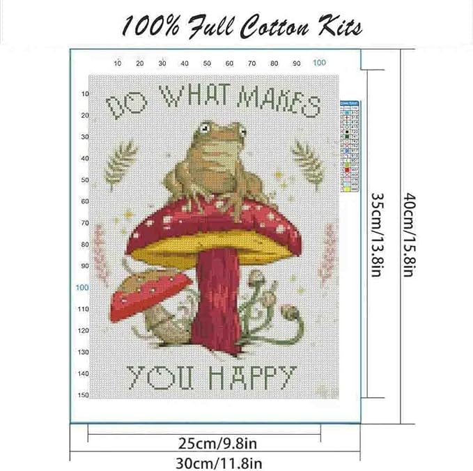 mushroom stamped cross stitch kits for adults beginner,frog counted cross stitch kits printed stitching cute patterns dimensions needlepoint art crafts embroidery kits for adults beginners