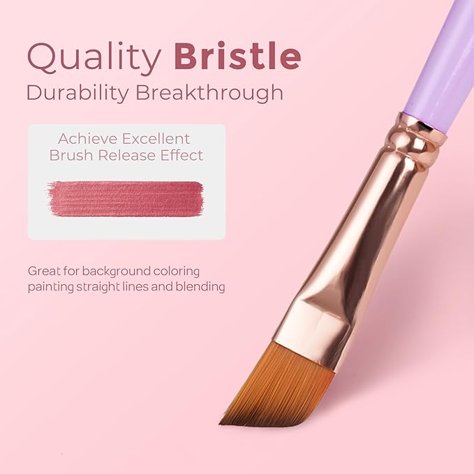 Nicpro 12pcs Artist Paint Brush Set, Aesthetic Pastel Paintbrushes Craft Paint Brushes for Acrylic Painting, Oil, Watercolor, Gouache, Tempera, Face, Body, Art Supplies for Artists and Beginners