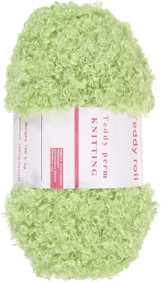 MECCANIXITY Fur Yarn Soft Fluffy Chunky Yarn Fuzzy Eyelash Yarn Green for Crocheting Knit Clothes Bag - 55Yard/50m, 3.43ozx1