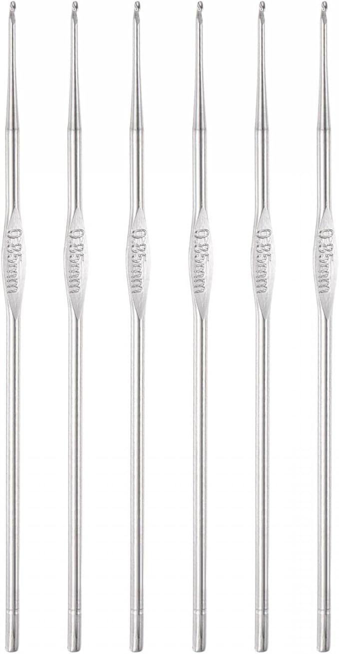 uxcell Stainless Steel Crochet Hook 0.85mm US Size 13 Knitting Needles for DIY Craft Yarn 6Pcs
