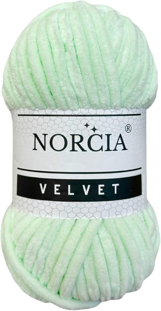Soft Velvet Yarn Chenille Yarn for Crocheting Baby Blanket Yarn for Knitting Amigurumi Yarn Fancy Yarn for Crochet Weaving Craft (Light Green, 1 Skein)