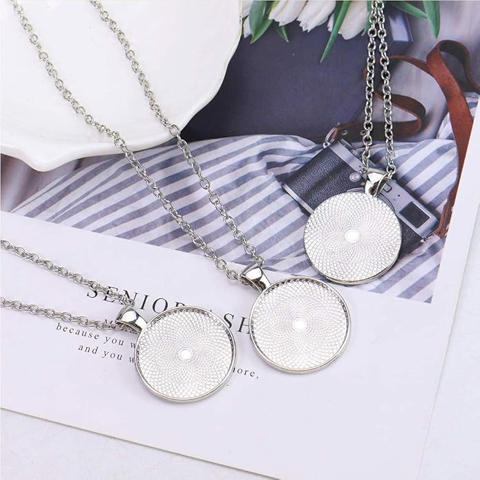DAHI Bezel Pendant Trays for Jewelry Making DIY Round Pendant Tray Charm Bezel Blanks Setting Cabochon Blank Base for DIY Jewelry Findings Making,Crafting Photo,Necklace,Pendant Making Visit the Oubaka Store