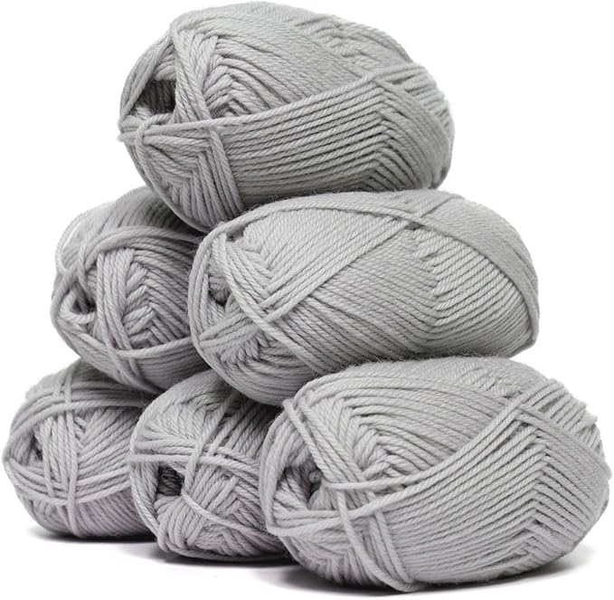 Alpaca Warehouse 100% Pure Wool Yarn Superwash Set of 3 Skeins (300 Grams) DK Weight - Sourced Directly from Peru - Heavenly Soft and Perfect for Knitting and Crocheting (Dove Gray - 6 Skeins)