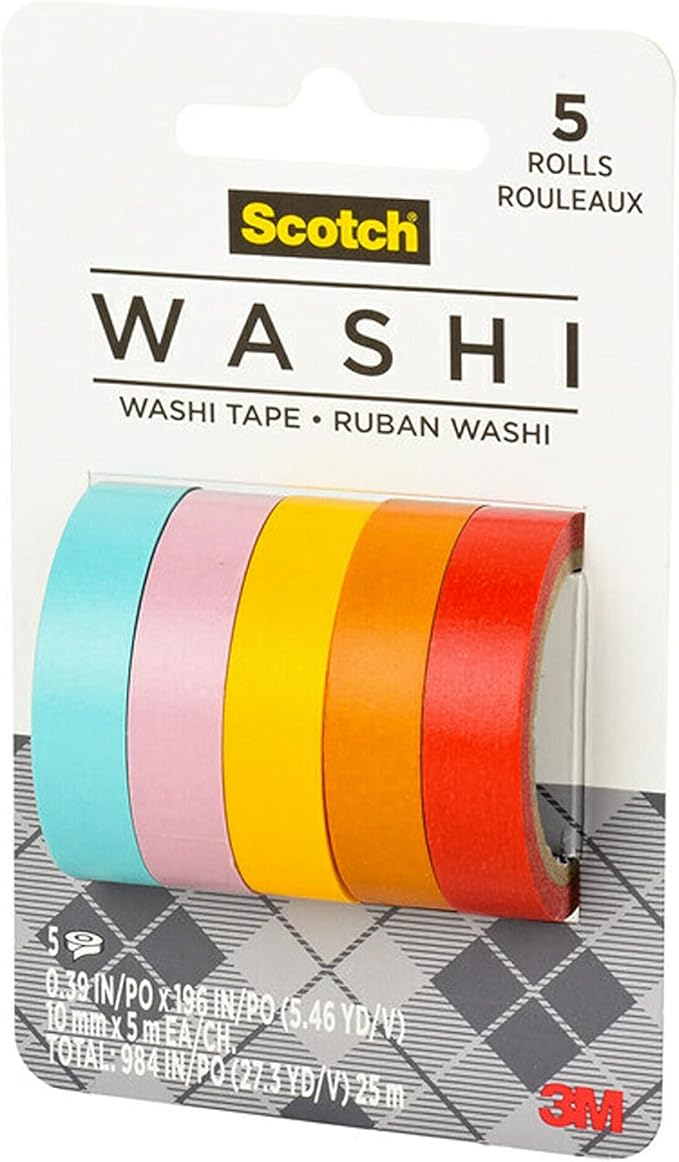 Scotch Washi Tape, Summer Design, 5 Rolls, Great for Bullet Journaling, Scrapbooking and DIY Décor (C1017-5-P4)