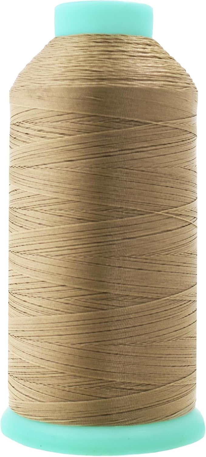 Mandala Crafts Size 46 210D T45 Bonded Nylon Thread - Khaki 2843 YDs Tex 45 Heavy Duty Sewing Threads for Leather, Jeans, Weaving, Outdoor Marine Upholstery