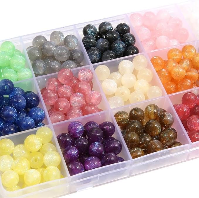 Glass Beads for Bracelet Making Kit, Assorted Beads for Jewelry Making, Including Round Beads, Rondelle Beads, Crystal Beads, Chip Stone Beads. Aesthetic Beads for Bracelets, Charms, Glasses Chains