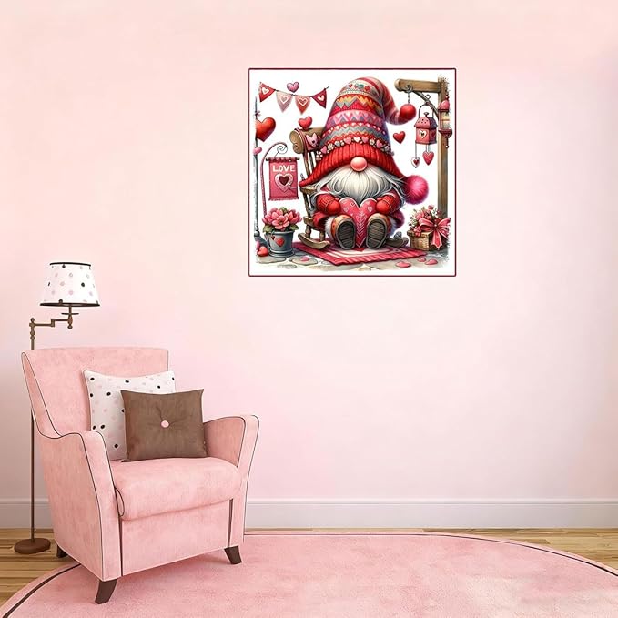 WUSARPLY Valentine's Day Diamond Painting Kits for Adults, Gnome Diamond Art Kits Full Drill Diamond Dots Paint with Diamonds Gem Arts and Crafts for Beginner Home Wall Decor