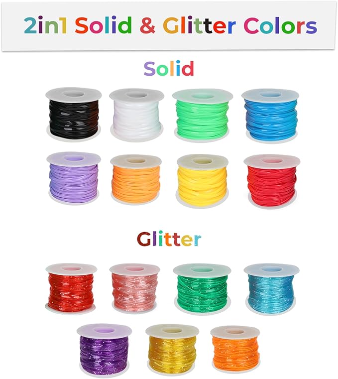 Darice Lanyard Kit - 15 Pack Plastic Gimp String With Assorted Colors - Glitter and Solid Boondoggle for Weaving - Lacing Cord for Bracelets, DIY Keychains, Crafts