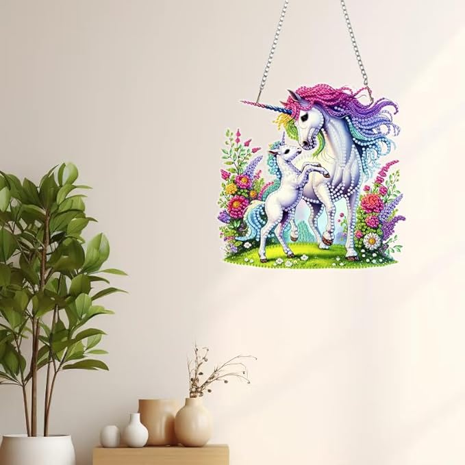 Masendp Hanging Diamond Art Kits for Adults, Special Shaped Horse Diamond Painting Pendant Ornaments Kit DIY Crystal Rhinestone Gem for Home Decoration and Gifts
