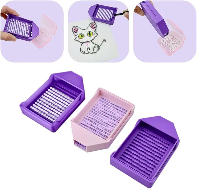 3 Pcs 2.6mm Mini Fuse Beads Picking Tray Kit, Efficient Sorting Tools with Effortless Beads Recovery, User-Friendly for Iron Bead Beginners (Transparent Purple,Pink,Purple)