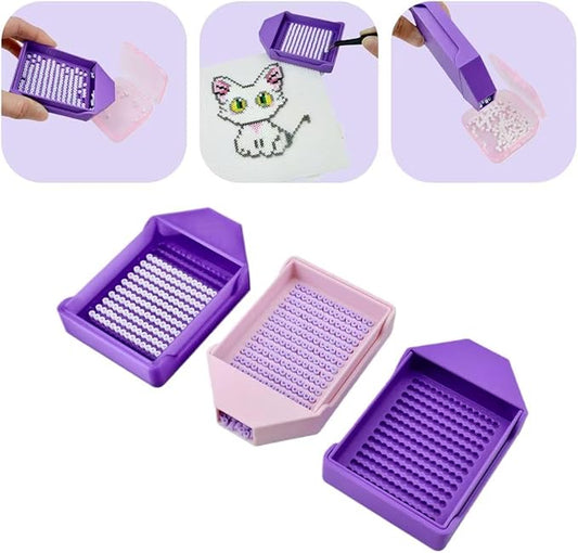3 Pcs 2.6mm Mini Fuse Beads Picking Tray Kit, Efficient Sorting Tools with Effortless Beads Recovery, User-Friendly for Iron Bead Beginners (Transparent Purple,Pink,Purple)