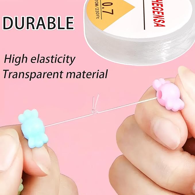 Elastic Bracelet String Cord Stretch Bead Cord for Jewelry Making and Bracelet Making Kits Transparent Stretchy String for Bracelets (Transparent 230ft/70M(0.7mm))