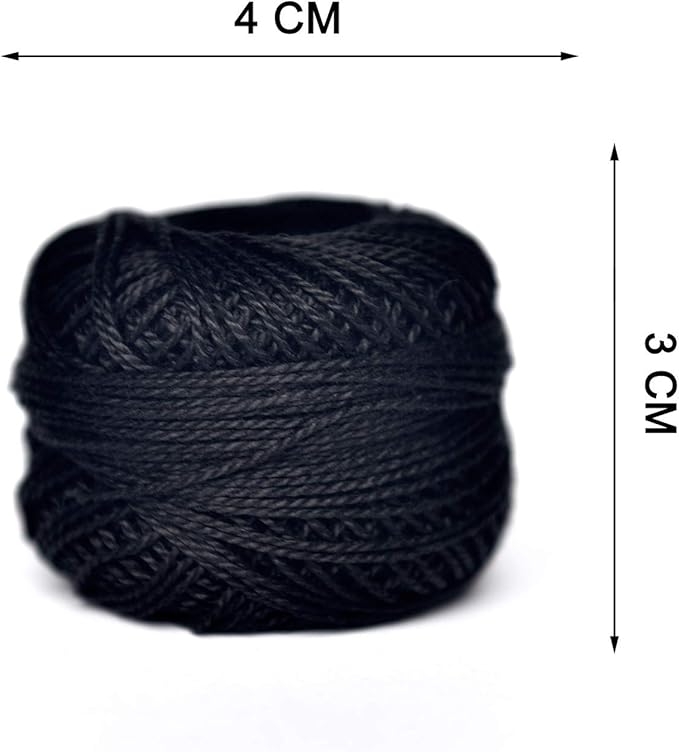 Colored BIRDCrochet Thread, Size 8 Crochet Yarn，2 Ply Cotton Yarn, 10 Balls (White&Black)