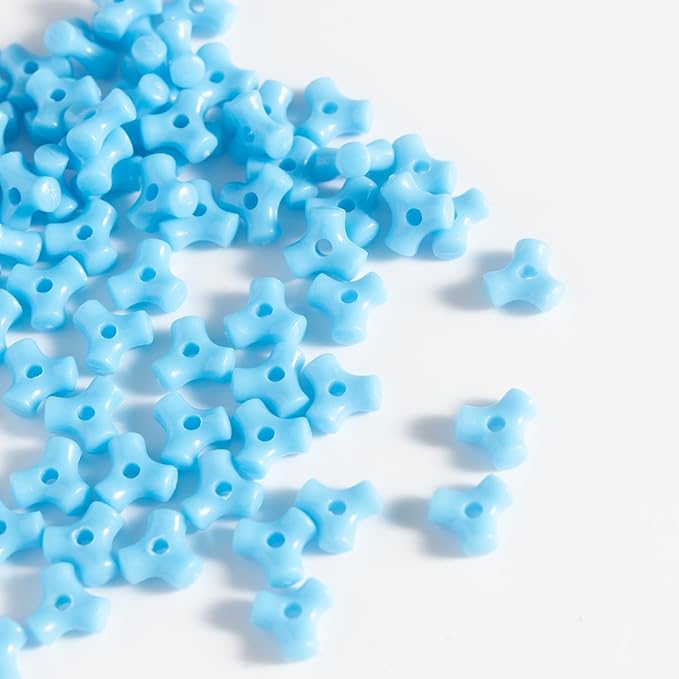 1300 Pcs Acrylic 10mm Plastic 3-Sided Kandi Tri Beads Tri-Shaped Beads Bone Beads Bulk for Wreath Candy Cane Rainbow Holiday Tree Decorations Bead Ornament Jewelry Making Kit (Opaque Blue)