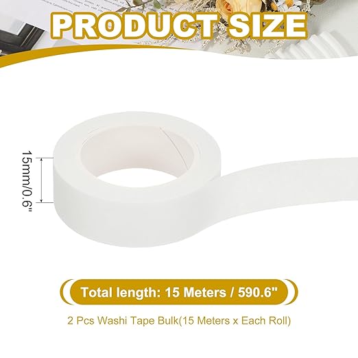 PATIKIL 33 Yard Washi Tape, Colored Masking Tape Adhesive Decorative Stickers for DIY Craft Art Gift Wrapping Journal Scrapbook Planner, White