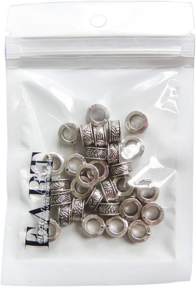 RUBYCA 50pcs Tibetan Silver Tone Spacer Beads Fit European Charms Bracelet Ring Edges Stripped
