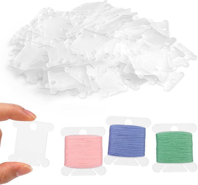 Plastic Floss Bobbins, 150 Transparent Plastic Embroidery Floss Bobbins, Embroidery Floss Organizer for Cross Stitch Thread Craft DIY Sewing Storage, Hard Floss bobbins