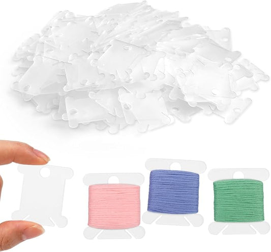 Plastic Floss Bobbins, 150 Transparent Plastic Embroidery Floss Bobbins, Embroidery Floss Organizer for Cross Stitch Thread Craft DIY Sewing Storage, Hard Floss bobbins