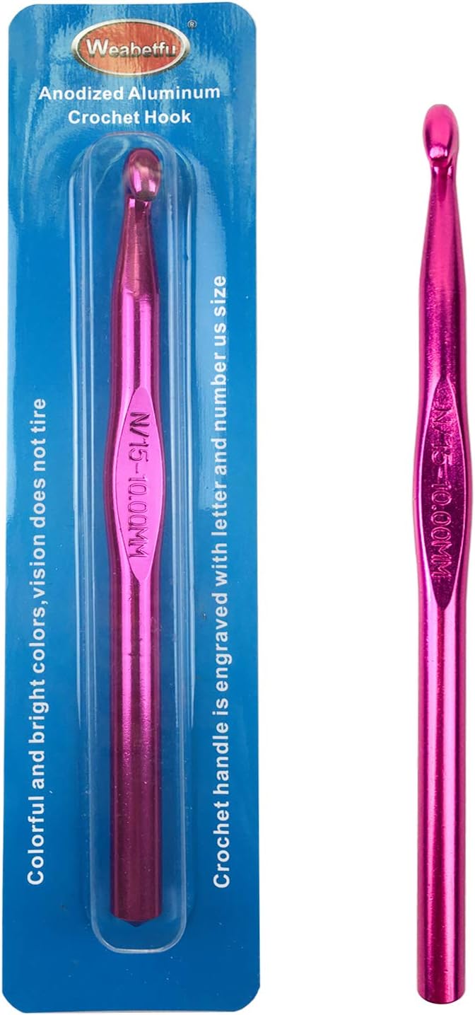 Weabetfu Aluminum Crochet Hook,Knitting Needles Crochet Needles for Knitting Craft Yarn,Crochet Hooks Size N,10.0mm-New