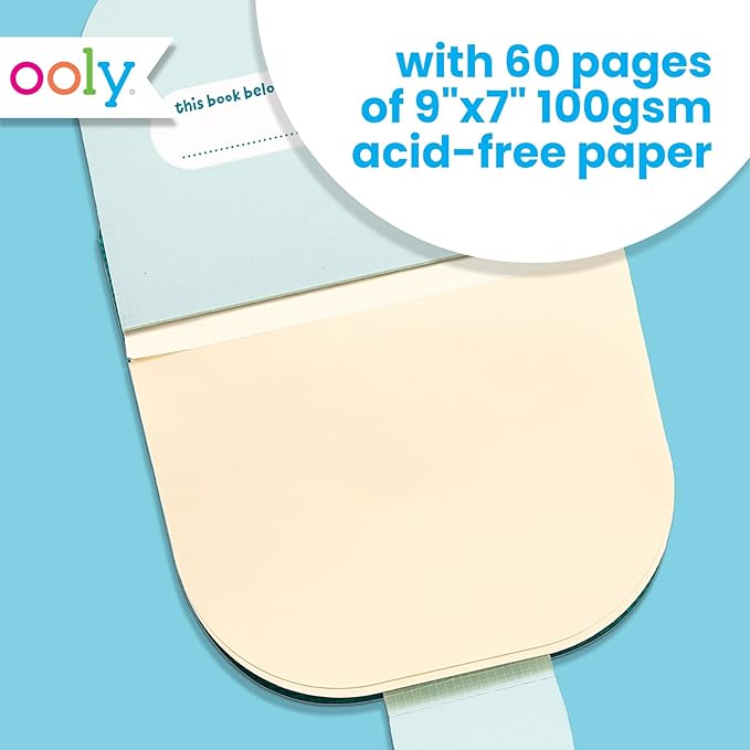OOLY Carry Along Sketchbook for Kids, 60 Pages, 9 x 7 inches, Portable Sketch Book, Drawing Pad for Travel - Dog