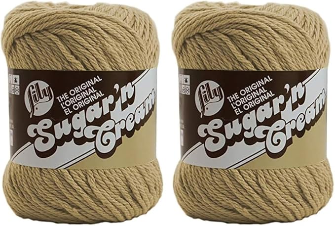 Lily Sugar 'N Cream The Original Solid Yarn, 2.5oz, Medium 4 Gauge, 100% Cotton - Jute - Machine Wash & Dry (Pack of 2)