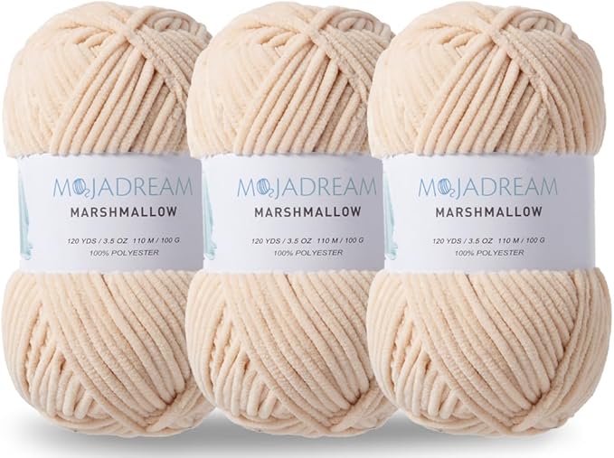 3PCS 3.5oz Chenille Yarn for Blankets Amigurumi: Soft Velvet Baby Yarn Blanket Knitting and Crocheting Bulky 5# Yarn 3 Skeins of 100g (Sand)