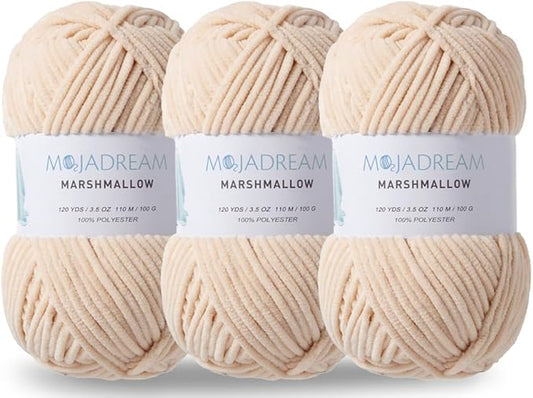 3PCS 3.5oz Chenille Yarn for Blankets Amigurumi: Soft Velvet Baby Yarn Blanket Knitting and Crocheting Bulky 5# Yarn 3 Skeins of 100g (Sand)