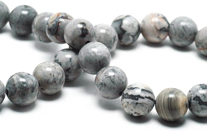6mm Natural Stone Beads for Jewelry Making - Gemstone Round Loose Beads for Bracelets(58-62pcs, Map Jasper)