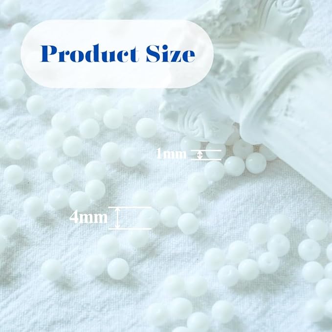 Jabrand 500pcs White Beads, 4mm Porcelain Beads for Jewelry Making Round Ceramic Bead Unique Vintage Bead for Craft Beading Kit Bracelets DIY Decor