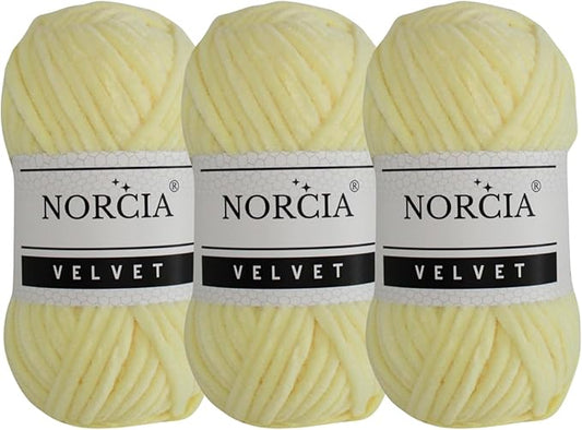 Soft Velvet Yarn Chenille Yarn for Crocheting Super Bulky 3x100g (3x75 yds) Baby Blanket Yarn for Knitting Amigurumi Yarn for Crochet Weaving Craft (Yellow, 3 Skeins)