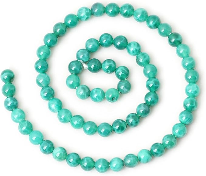 60PCS 6mm Natural Peacock Vein Agate Gemstone Round Loose Beads for Jewelry Making Jewelry Design1 Strand 15"