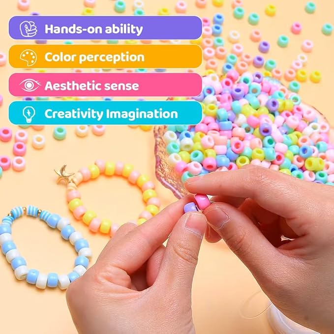 praisebank pony beads, 8000pcs 6x9mm, wholesale beads, bracelets jewelry making, arts & crafts(candy)