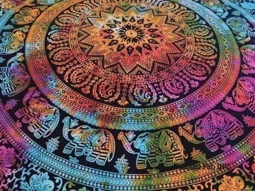 popular handicrafts wall hanging tapestry for bedroom hippie elephant mandala bohemian hippy intricate indian tapestry 54 x 82 inches (140cm x 210 cm) multicolor tie dye