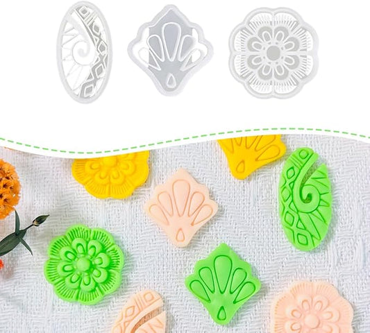 Xaekicr Polymer Clay Cutters Set – 3PCS Decorative Clay Cutters for Polymer Clay Jewelry, Carved Pattern Clay Earring Cutters Shapes, DIY Clay Tools for Earrings and Crafts