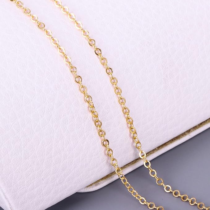 jishi 33ft stainless steel gold plated chain for jewelry making supplies - 2mm 18k gold plated non tarnish - 33ft roll with lobster clasps, jump rings - gold