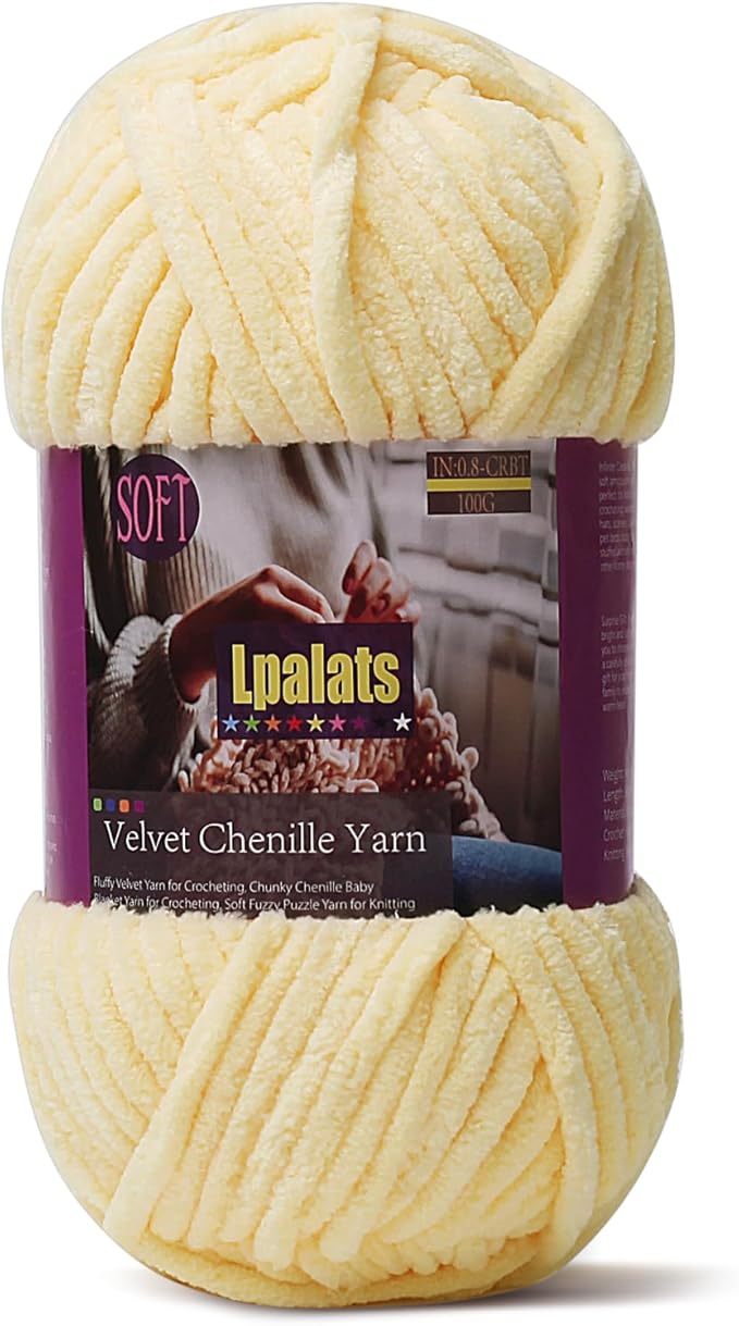 Baby Blanket Yarn for Crocheting Soft - 1 Pack of 100g/3.5oz Chunky Chenille Yarn for Knitting Blankets Amigurumi - Super Bulky Yarns - 87 Yards Thick Plush Yarns (1, Goose Yellow)