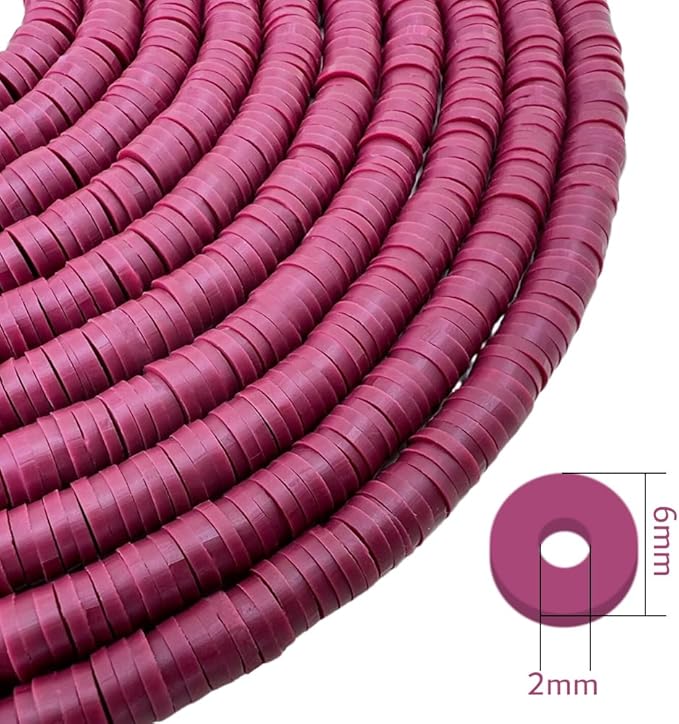 10 Strands Clay Bead, Heishi Beads for Bracelet Stack, Earth Tone Clay Beads for Adults, Flat Beads Kit for Friendship Bracelets, Neutral Beads Bracelet Making Kit(Maroon)