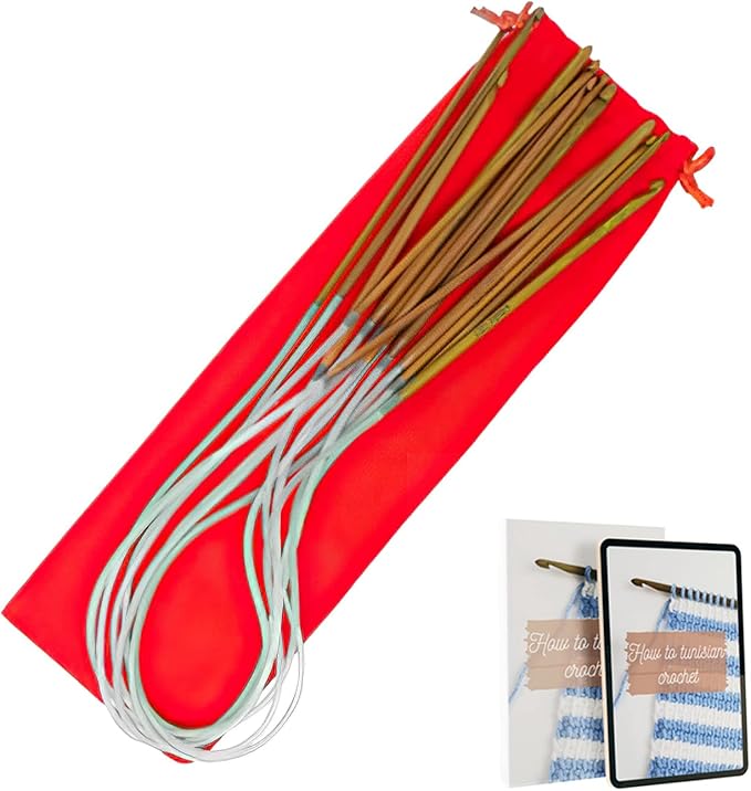 KnitPal 24-inch (60 cm) Circular Crochet Hooks Double Ended Tunisian Crochet Hooks Set with Cable for Afghan Crocheting in the Round - 6 US Sizes: J/6mm, K/6.5mm, L/8mm, M/9mm, N/10mm, O/12mm