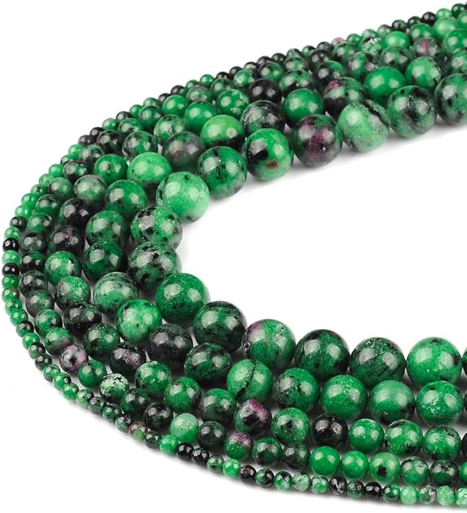 10mm Natural Ruby Emerald Gemstone Round Loose Beads Crystal Stone Bracelet Necklace Accessories Crafts for Jewelry Making DIY,1 Strand 15"