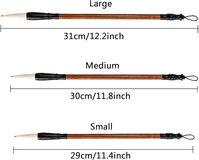Befiy Chinese Calligraphy Brush, Writing Drawing Watercolor Ink Brushes Hubi Painting Kanji Sumi Wolf Bamboo Brushes Set for Professional Beginner (White)