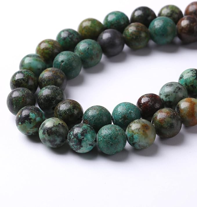 6mm 120pcs Natural African Turquoise Stone Beads for Jewelry Making Round Loose Gemstone Beads DIY Bracelet Necklace Earrings 32" 2 Strands
