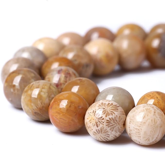 90pcs 8mm Natural Coral Jade Chrysanthemum Stone Beads Round Loose Beads for Jewelry Making,DIY Bracelet Necklace 32" 2 Strands