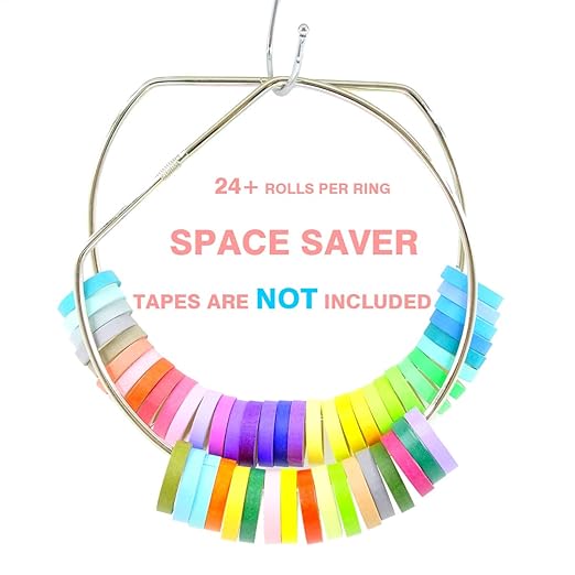 Vowcarol 3 Pack Washi Tape Organizer Washi Tape Storage Ring (8 inches)