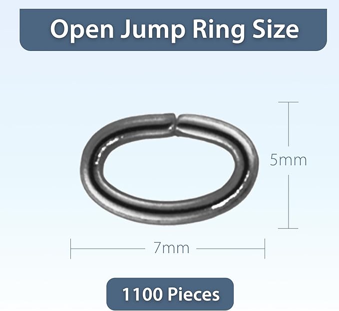 Mandala Crafts 1100 Pcs 7X5mm Gunmetal Oval Jump Rings - Nickel &, Easy to Use, Tarnish & Rust Resistant, Ideal for Jewelry Making & Crafting