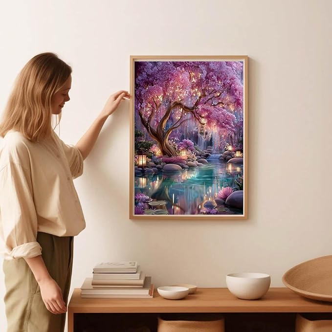 Fantasy Forest Stamped Cross Stitch Kits for Adults - Embroidery Kits for Beginners Adults,11 CT Patterns Dimensions Counted Cross Stitch Kits for Adults Arts Craft 12x16 inch
