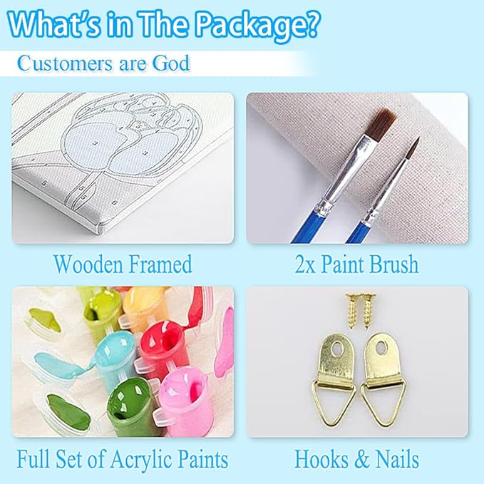 Canrichshop 4 Framed Highland Cow DIY Paint by Numbers Kit for Adults Beginner,Naughty Cow Easy Paint by Number on Canvas with Frame,Acrylic Painting Kit Adult for Decor 8x8inch