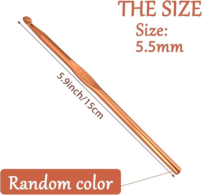 5.5 mm Crochet Hook, Crochet Needles for Yarn, Aluminum Ergonomic Crochet Hooks for Craft Beginners