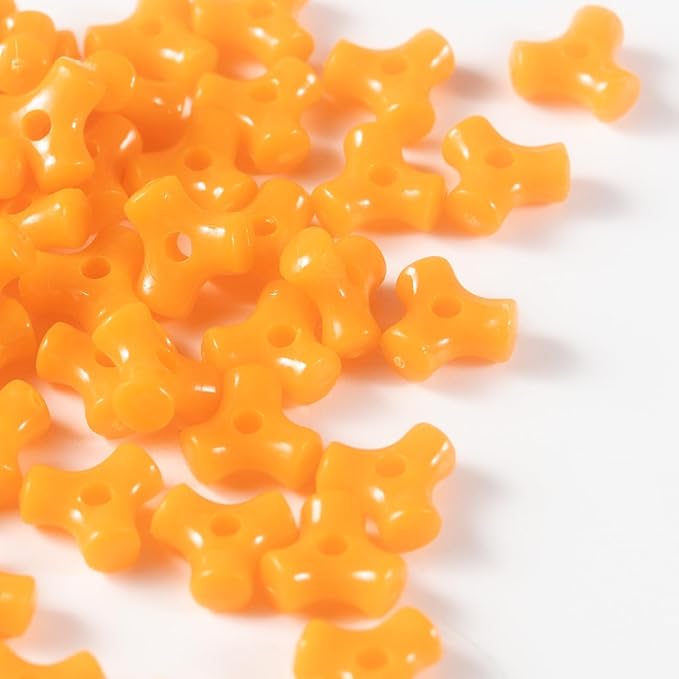 1300 Pcs Acrylic 10mm Plastic 3-Sided Kandi Tri Beads Tri-Shaped Beads Bone Beads Bulk for Wreath Candy Cane Rainbow Holiday Tree Decorations Bead Ornament Jewelry Making Kit (Opaque Orange)