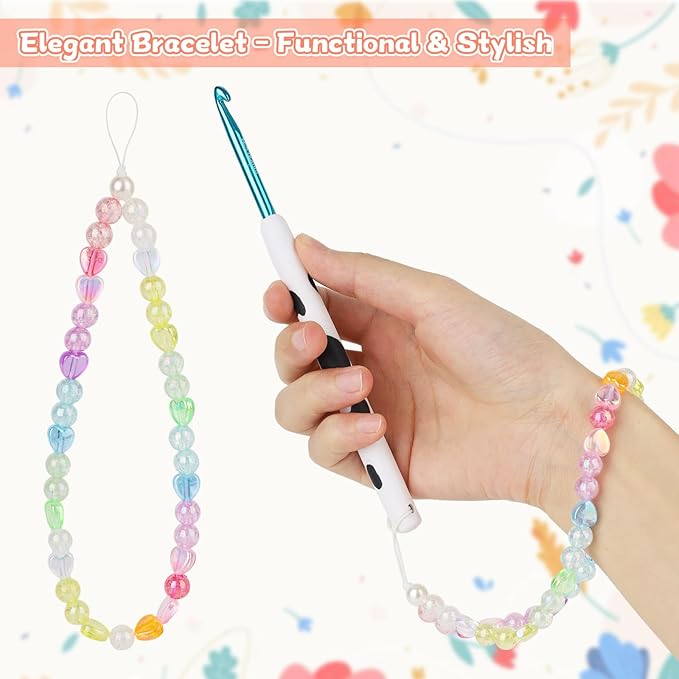 Coopay Crochet Hooks, Crochet Hook with Soft Polymer Clay Handle and Attached Bracelet - Stylish & Practical - 5.0mm (H-8)